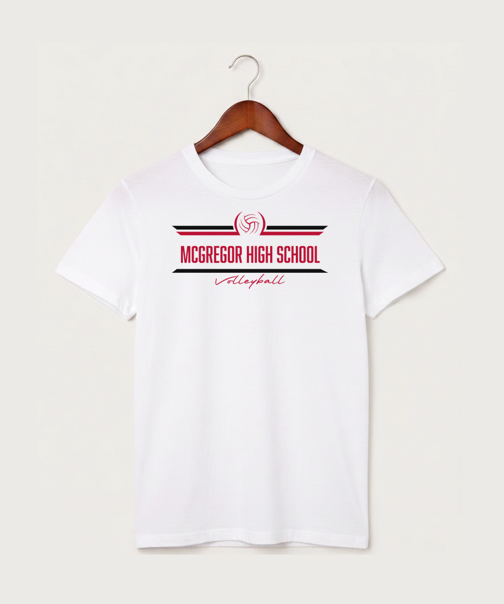 Mcgregor High School Volleyball (Girls) - White T-Shirt - Full Front