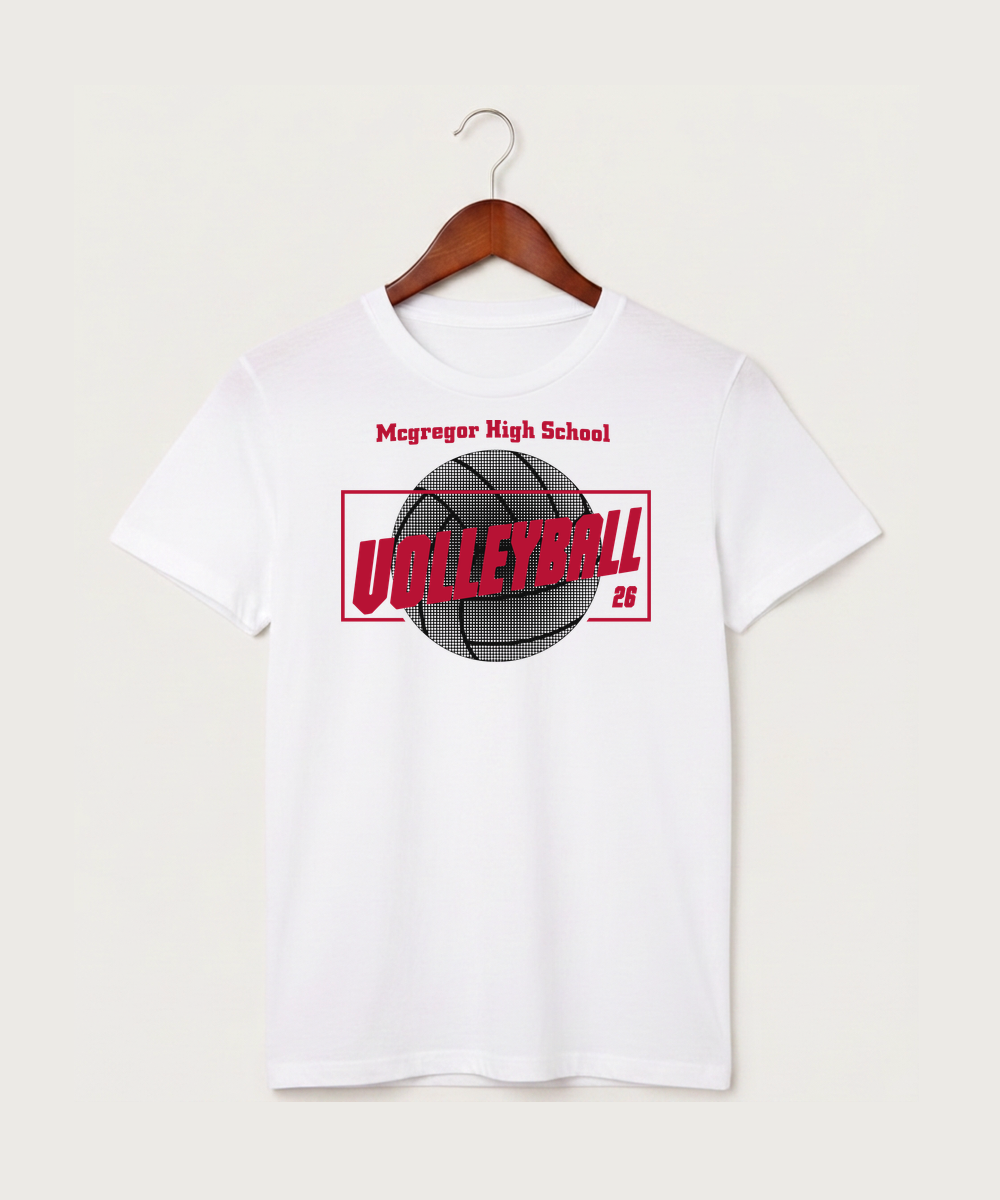 Mcgregor High School Volleyball (Girls) - White T-Shirt - Full Front