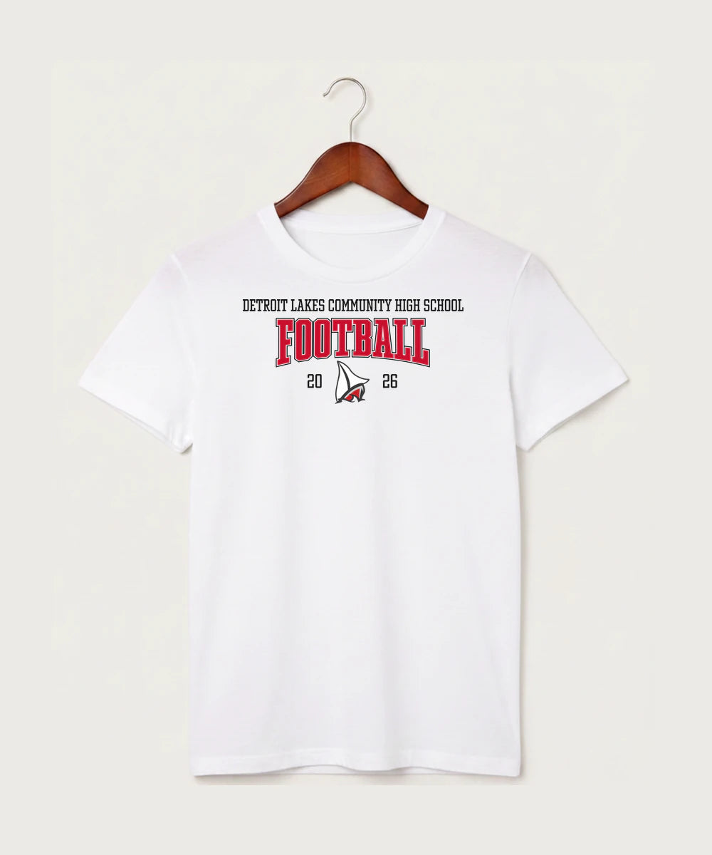 Detroit Lakes Community High School Football (Boys) - White T-Shirt - Full Front