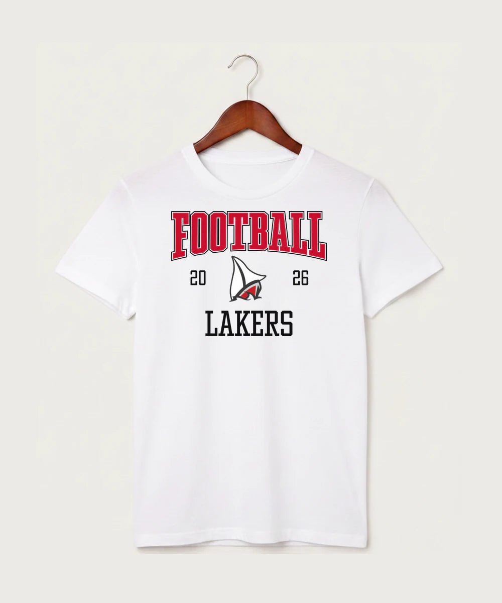 Detroit Lakes Community High School Football (Boys) - White T-Shirt - Full Front