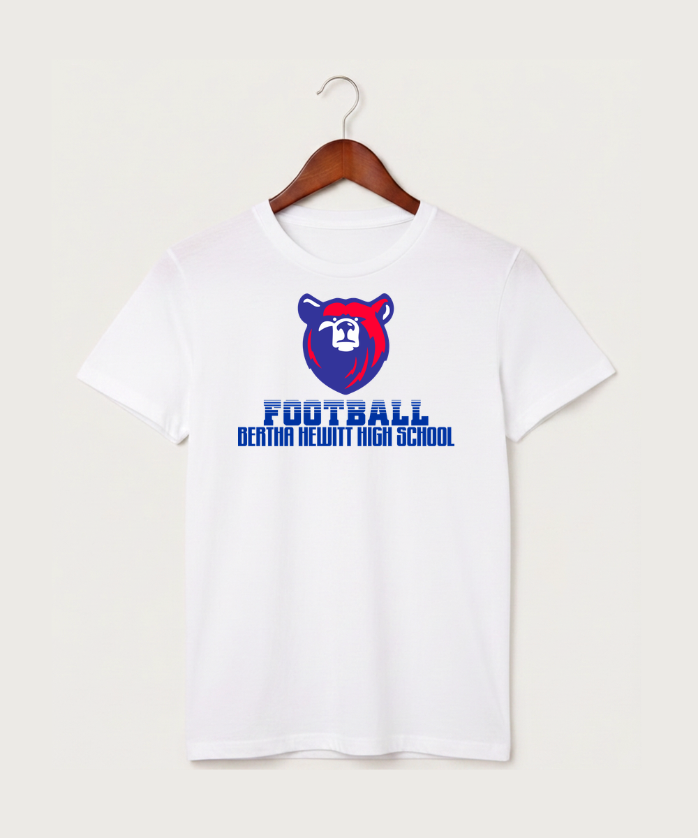 Bertha Hewitt High School Football (Boys) - White T-Shirt - Full Front