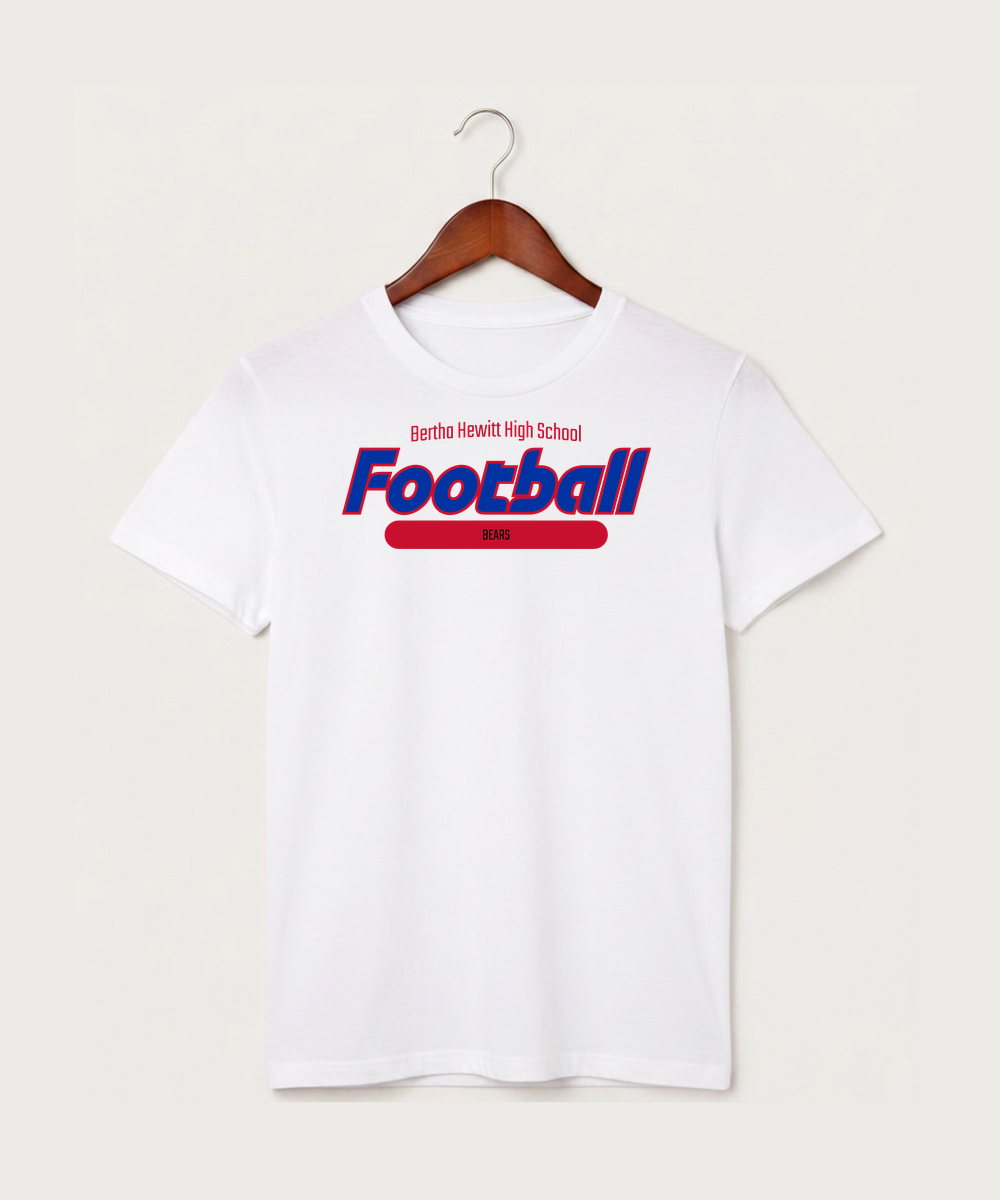 Bertha Hewitt High School Football (Boys) - White T-Shirt - Full Front
