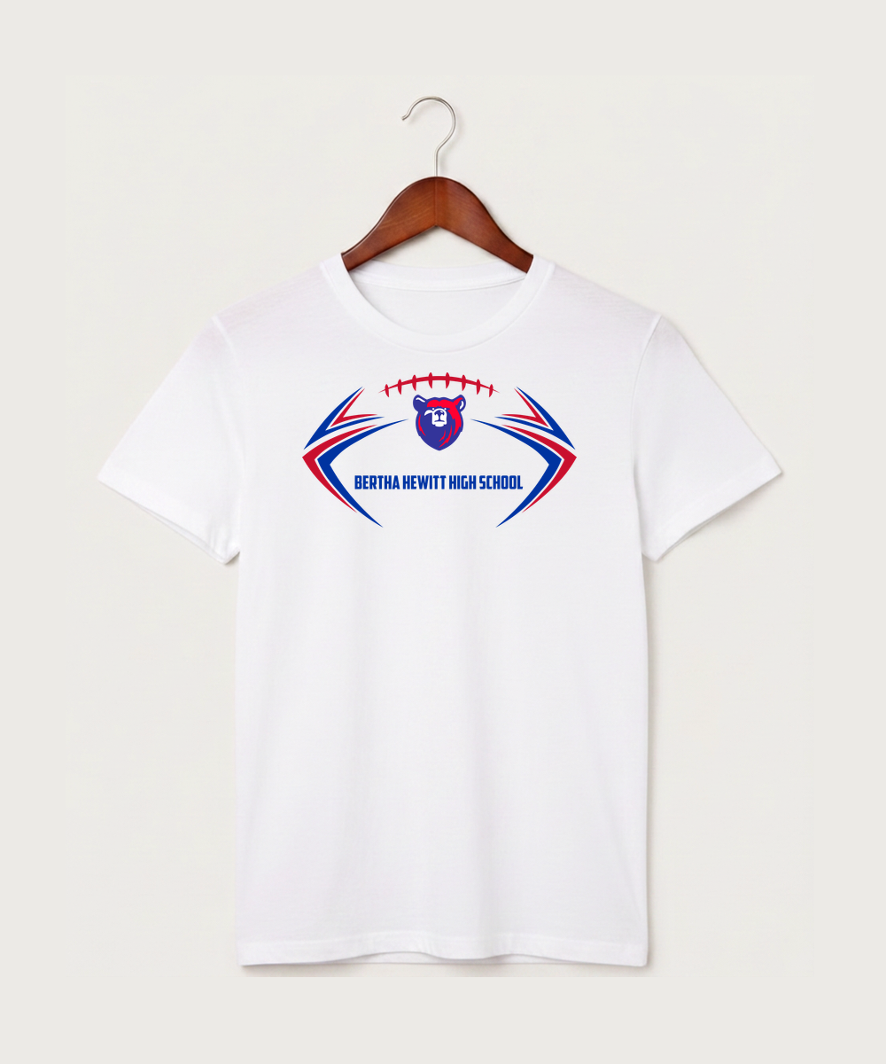 Bertha Hewitt High School Football (Boys) - White T-Shirt - Full Front
