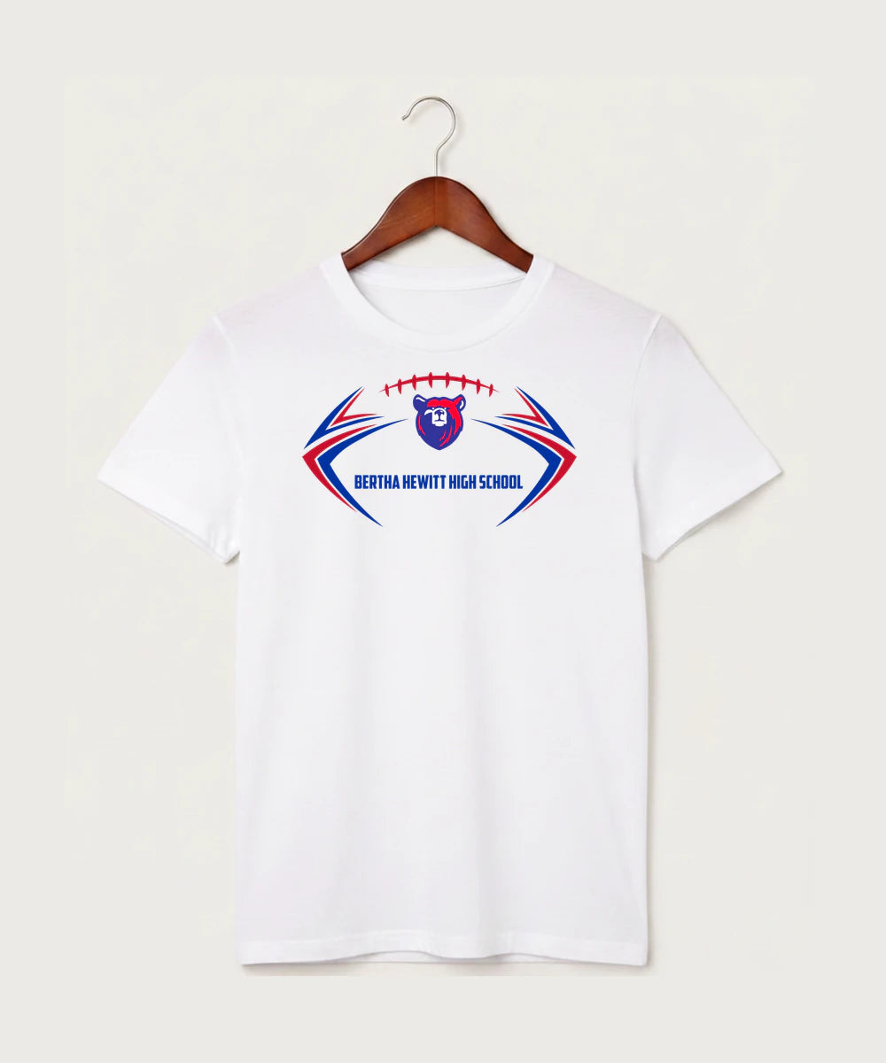 Bertha Hewitt High School Football (Boys) - White T-Shirt - Full Front