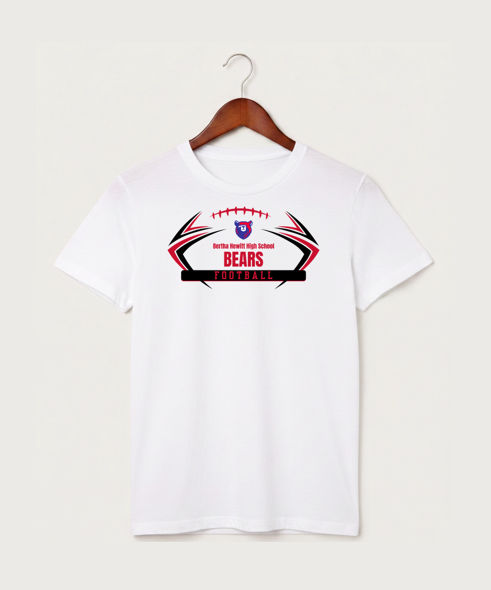 Bertha Hewitt High School Football (Boys) - White T-Shirt - Full Front