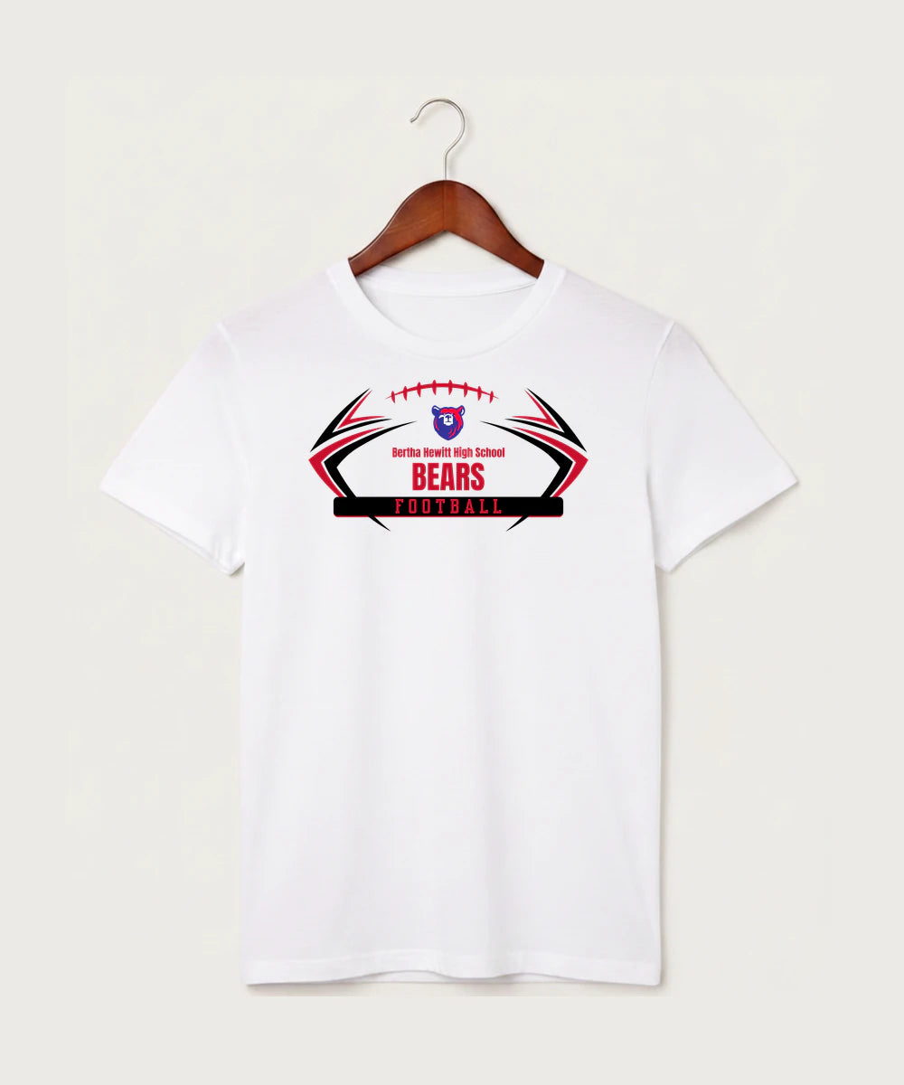 Bertha Hewitt High School Football (Boys) - White T-Shirt - Full Front
