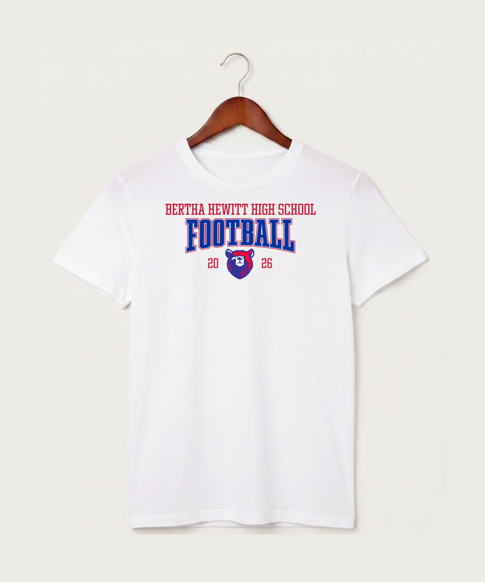 Bertha Hewitt High School Football (Boys) - White T-Shirt - Full Front