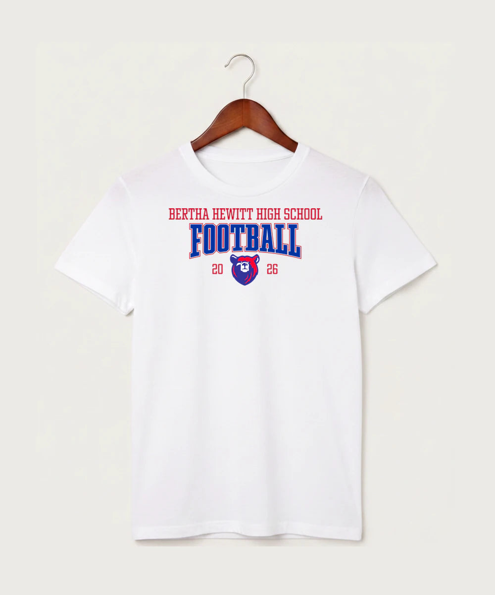 Bertha Hewitt High School Football (Boys) - White T-Shirt - Full Front