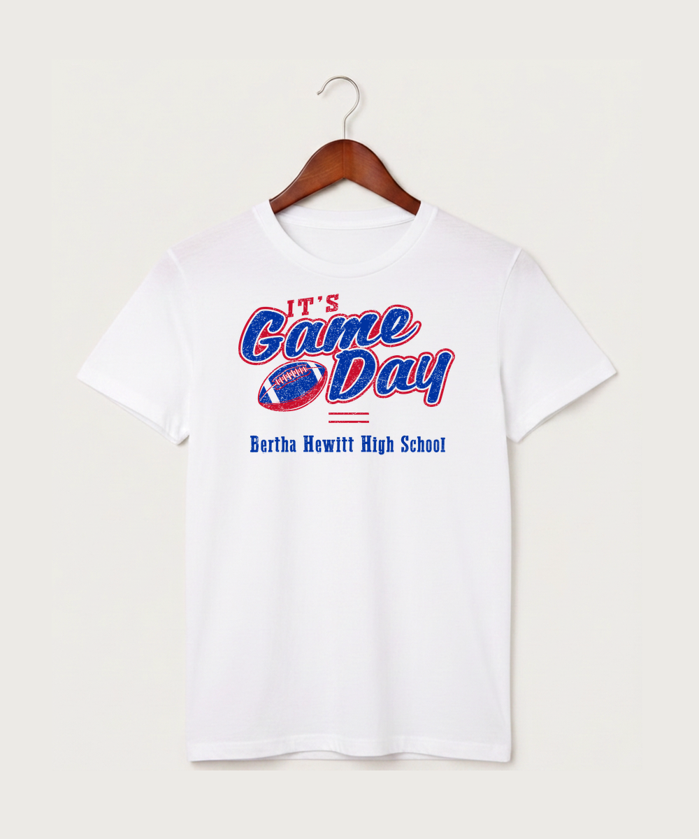 Bertha Hewitt High School Football (Boys) - White T-Shirt - Full Front