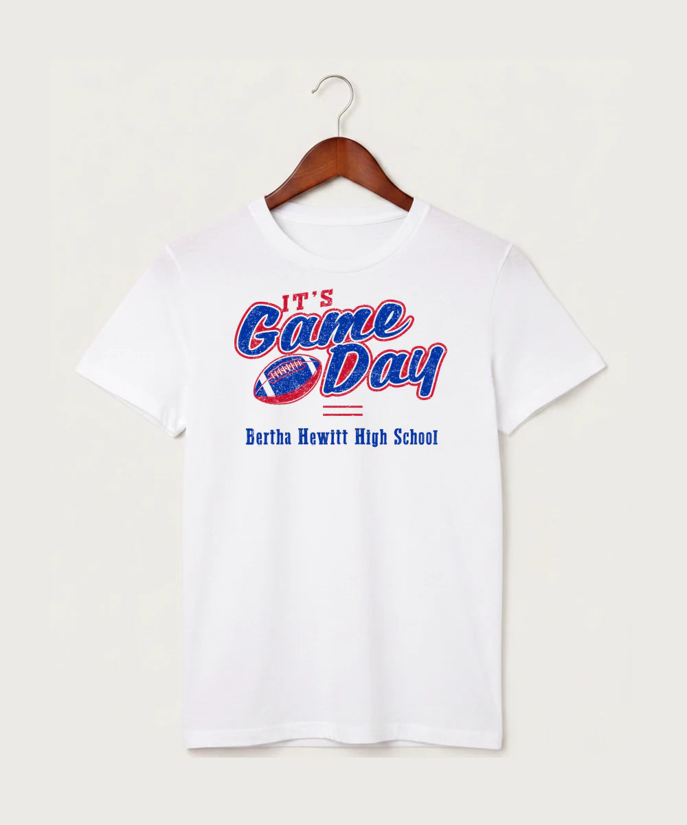 Bertha Hewitt High School Football (Boys) - White T-Shirt - Full Front