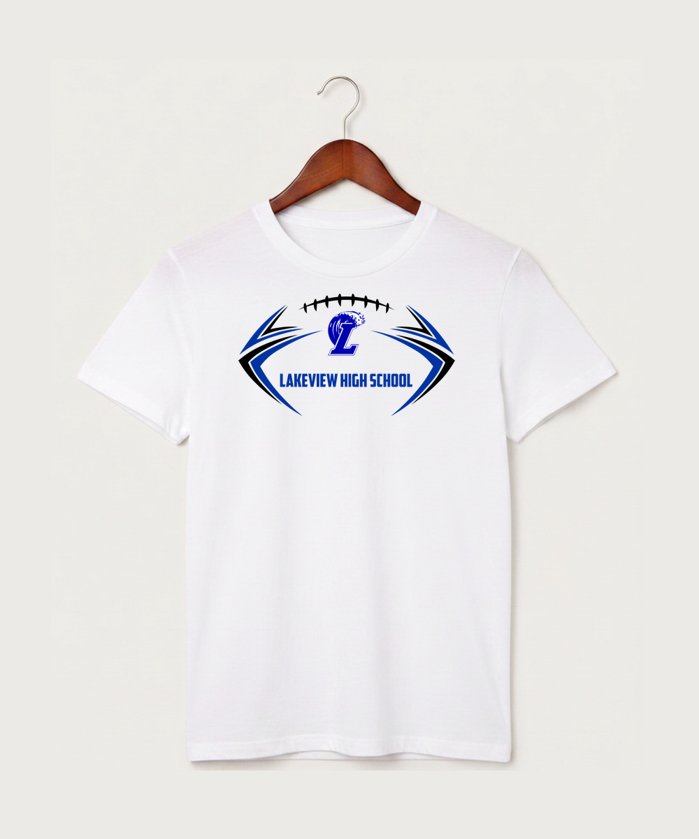 Lakeview High School Football (Boys) - White T-Shirt - Full Front