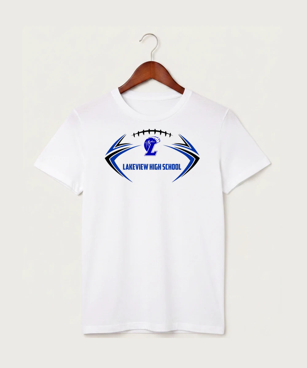 Lakeview High School Football (Boys) - White T-Shirt - Full Front