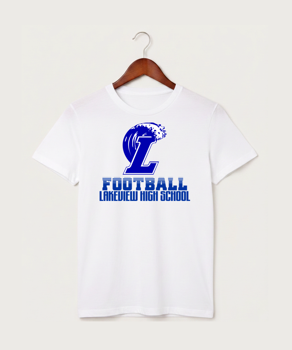 Lakeview High School Football (Boys) - White T-Shirt - Full Front