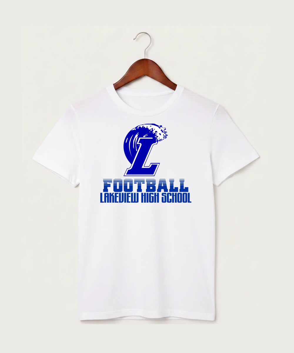 Lakeview High School Football (Boys) - White T-Shirt - Full Front