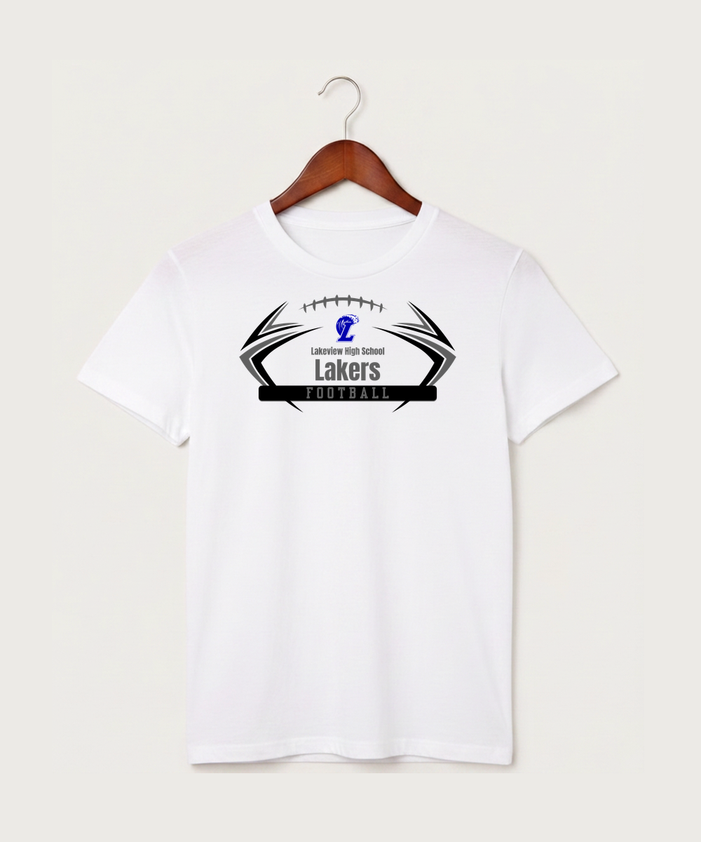 Lakeview High School Football (Boys) - White T-Shirt - Full Front