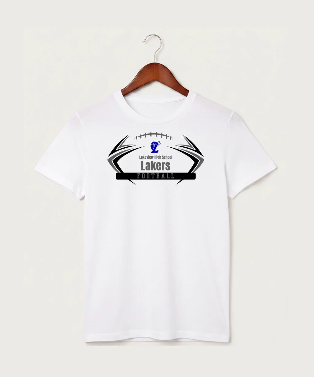 Lakeview High School Football (Boys) - White T-Shirt - Full Front