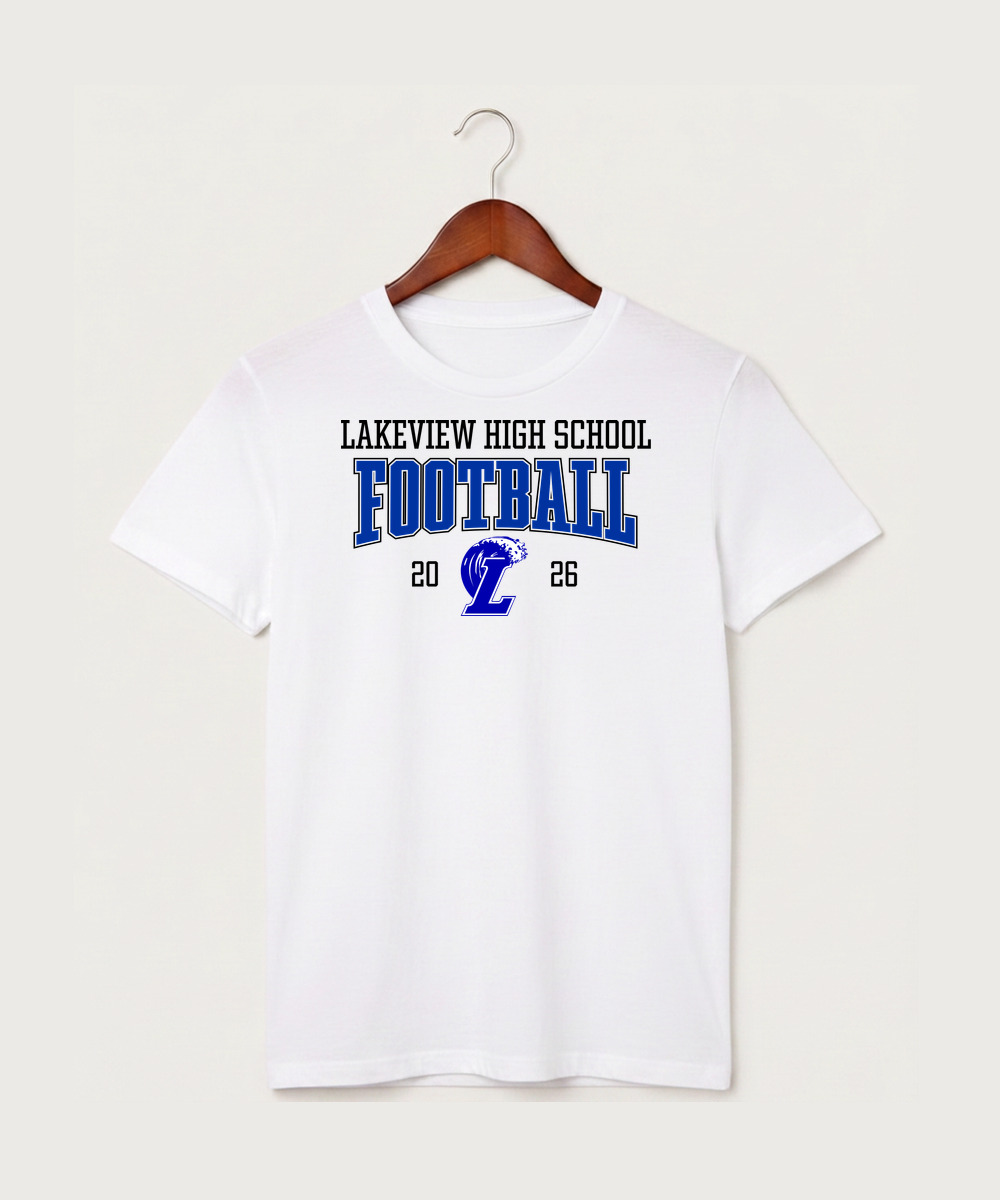 Lakeview High School Football (Boys) - White T-Shirt - Full Front
