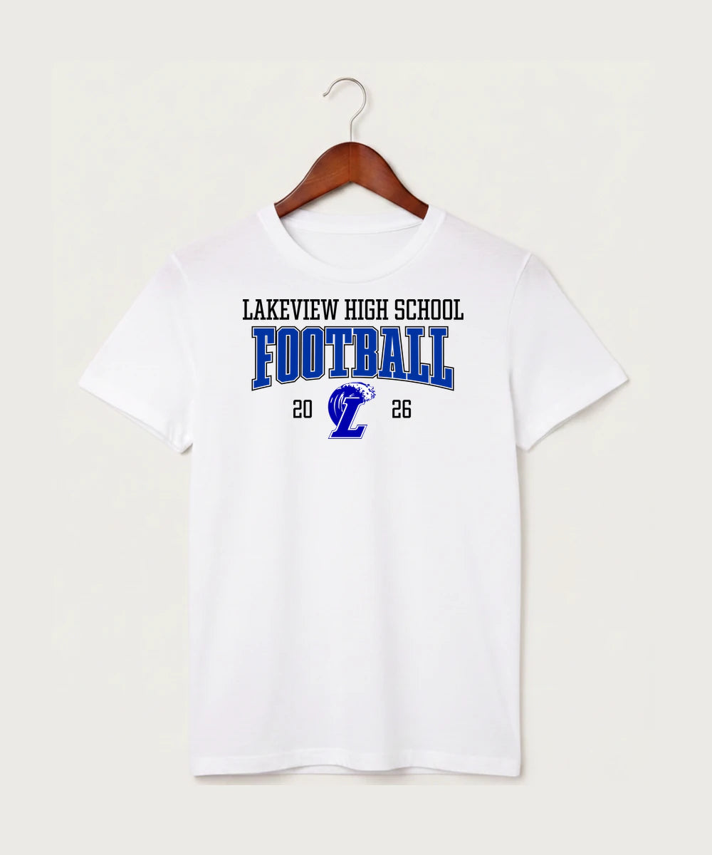 Lakeview High School Football (Boys) - White T-Shirt - Full Front