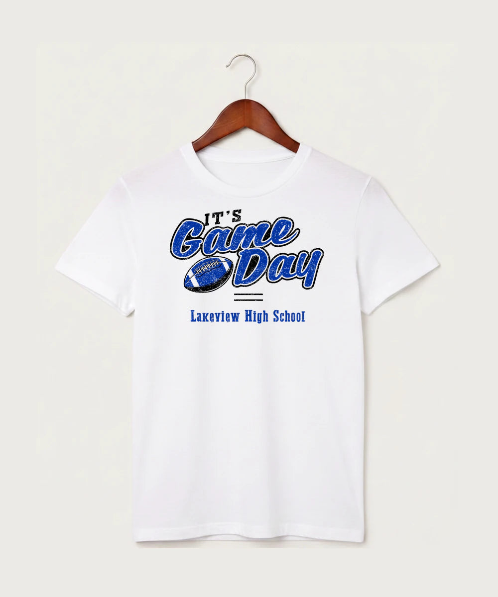 Lakeview High School Football (Boys) - White T-Shirt - Full Front