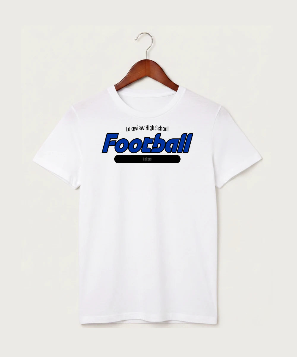 Lakeview High School Football (Boys) - White T-Shirt - Full Front