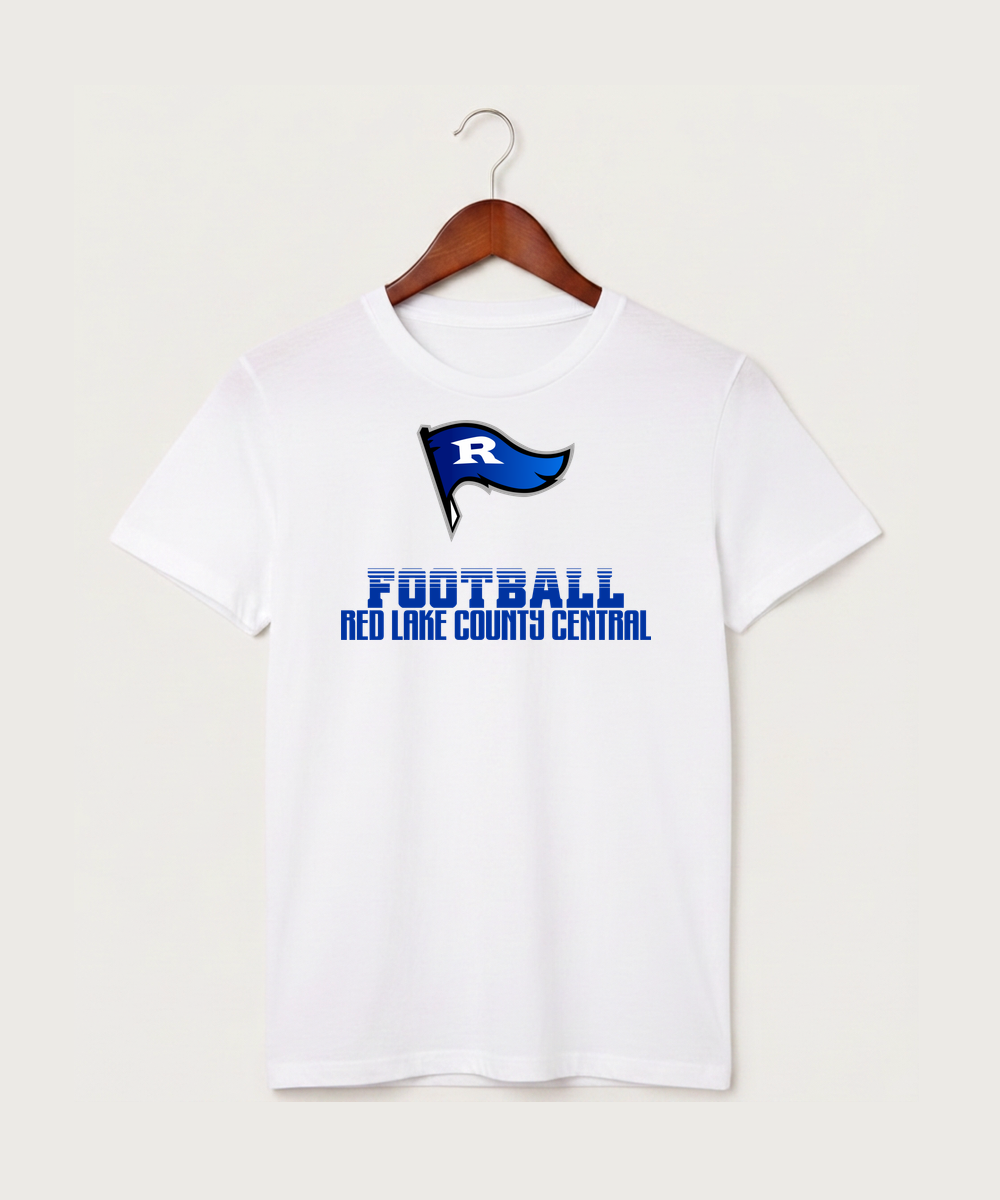 Red Lake County Central Football (Boys) - White T-Shirt - Full Front
