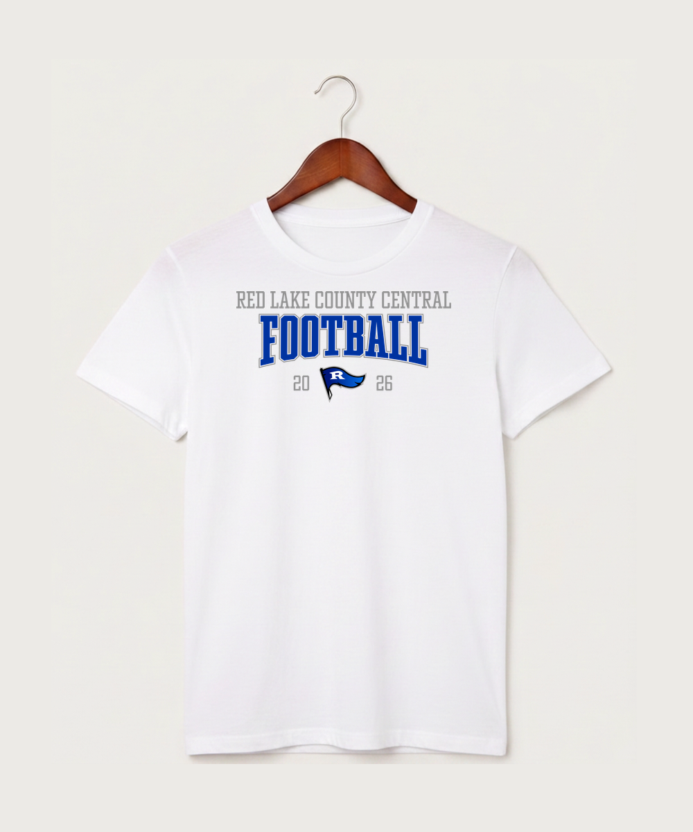 Red Lake County Central Football (Boys) - White T-Shirt - Full Front