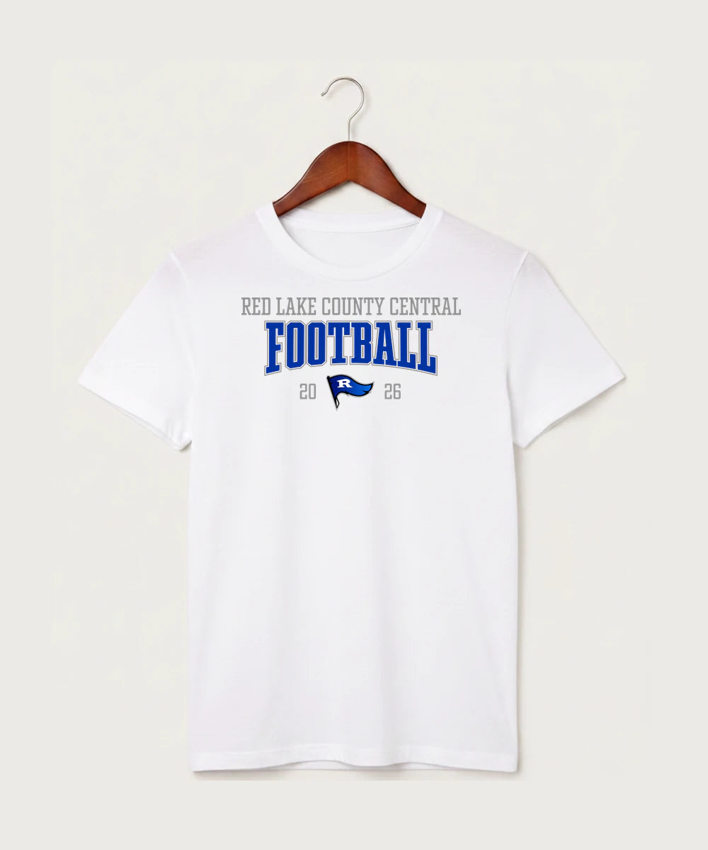 Red Lake County Central Football (Boys) - White T-Shirt - Full Front