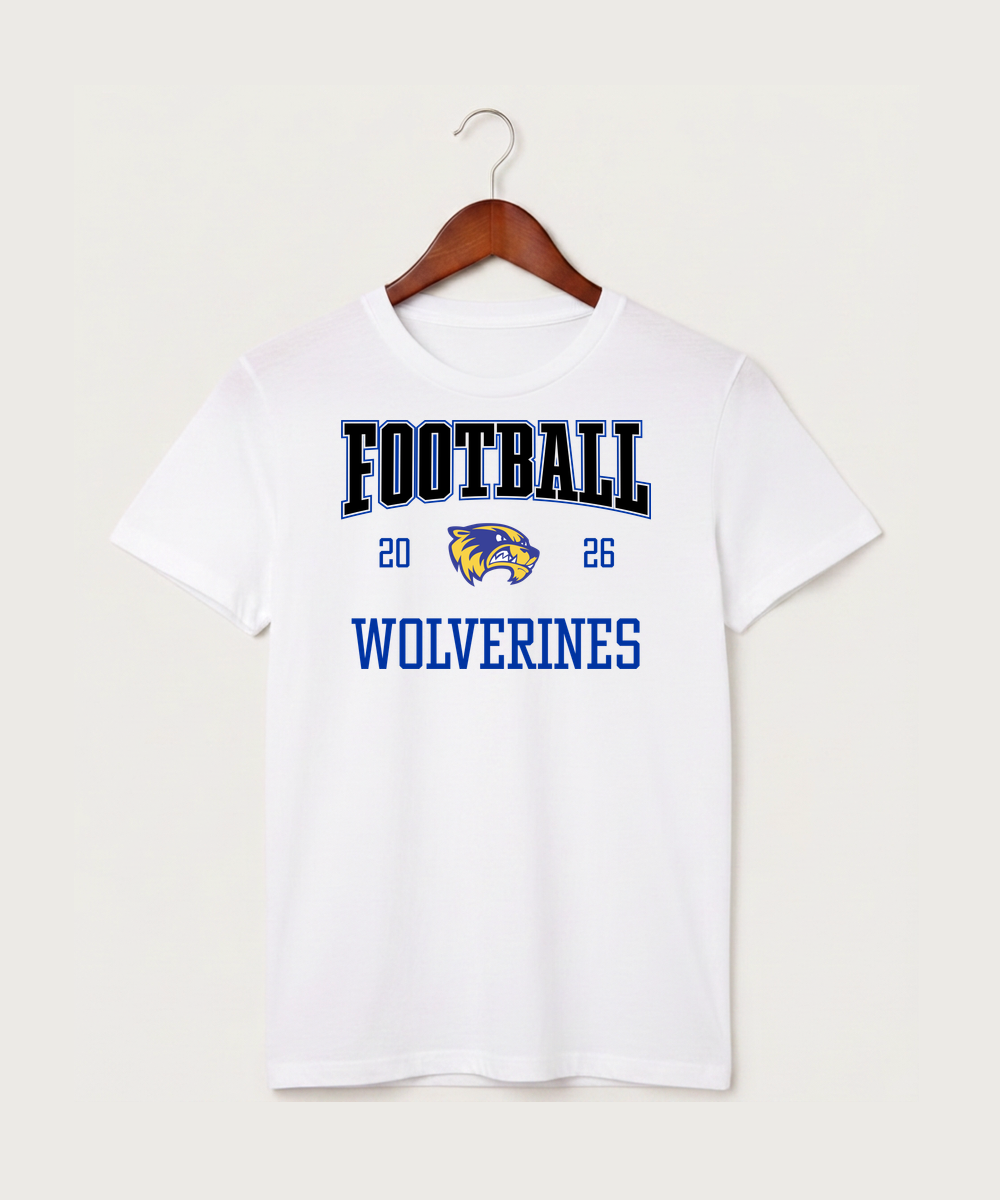 Wadena Deer Creek High School Football (Boys) - White T-Shirt - Full Front