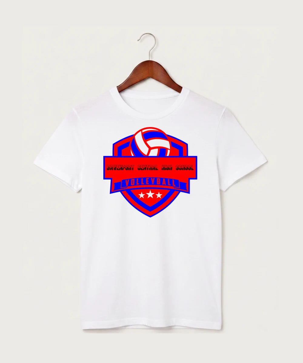 Davenport Central High School Volleyball (Girls) - White T-Shirt - Full Front