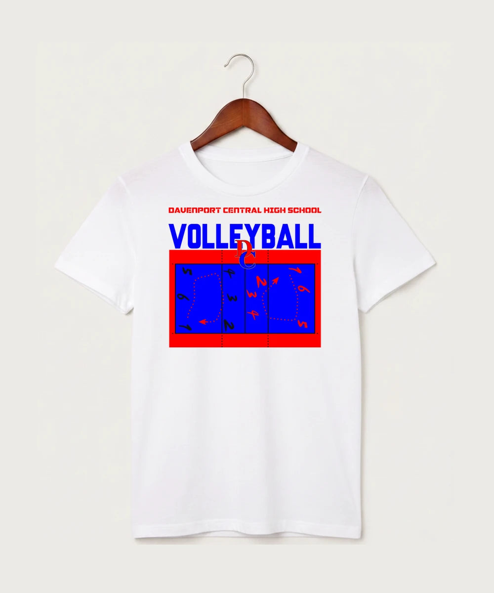 Davenport Central High School Volleyball (Girls) - White T-Shirt - Full Front