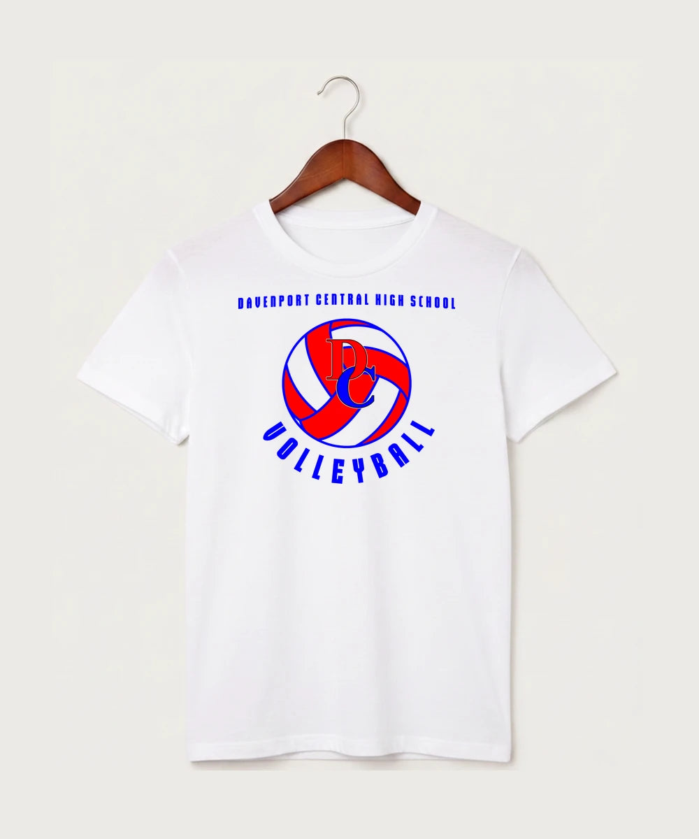 Davenport Central High School Volleyball (Girls) - White T-Shirt - Full Front