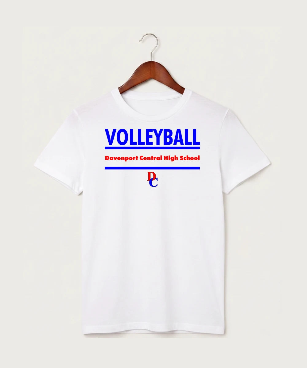 Davenport Central High School Volleyball (Girls) - White T-Shirt - Full Front