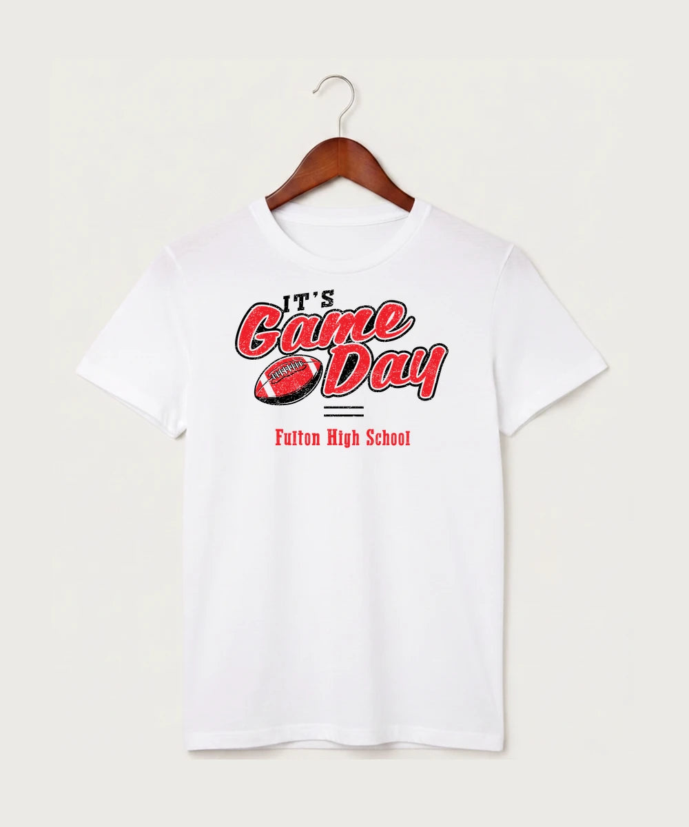 Fulton High School Football (Boys) - White T-Shirt - Full Front