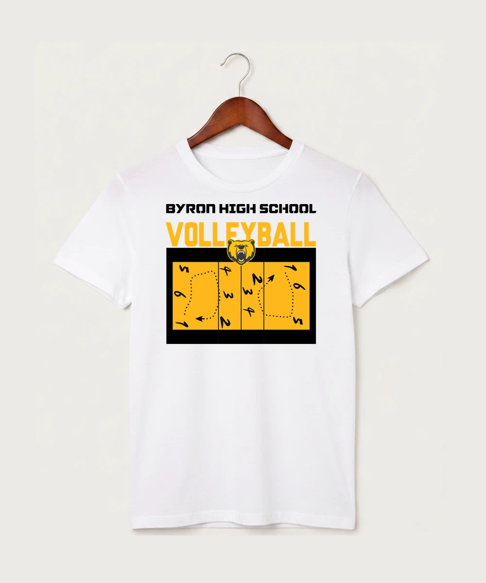 Byron High School Volleyball (Girls) - White T-Shirt - Full Front
