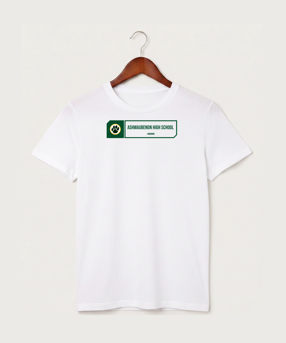 Ashwaubenon High School General (Sandbox) - White T-Shirt - Full Front