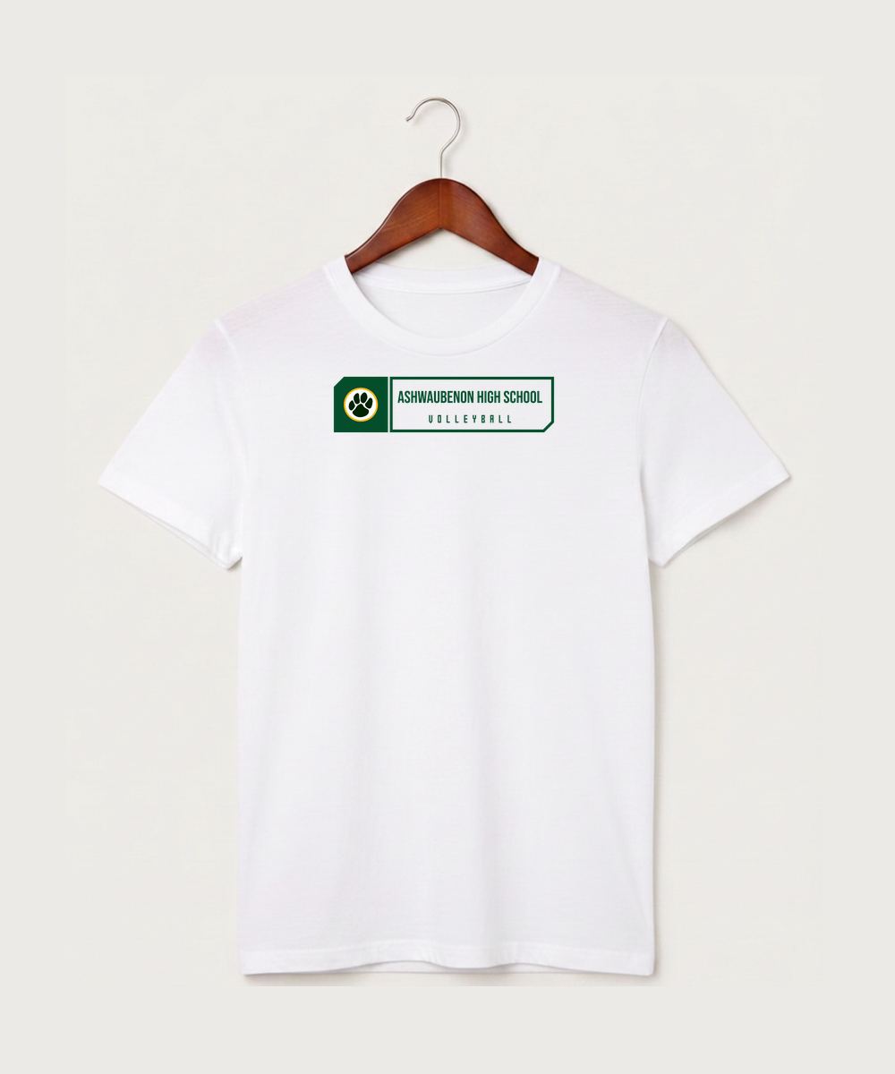Ashwaubenon High School Volleyball (Sandbox) - White T-Shirt - Full Front