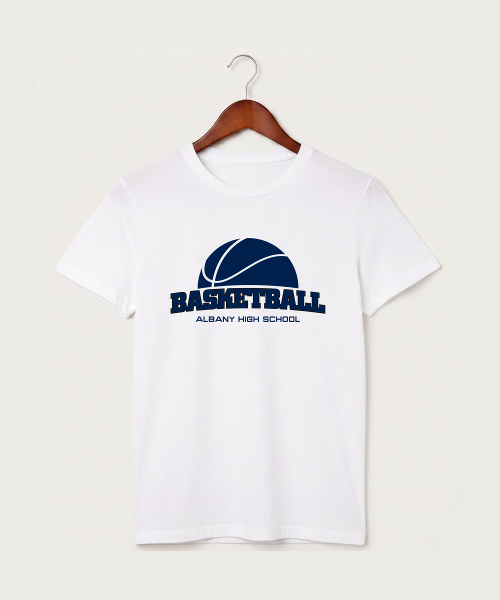 Albany High School Basketball (Boys) - White T-Shirt - Full Front