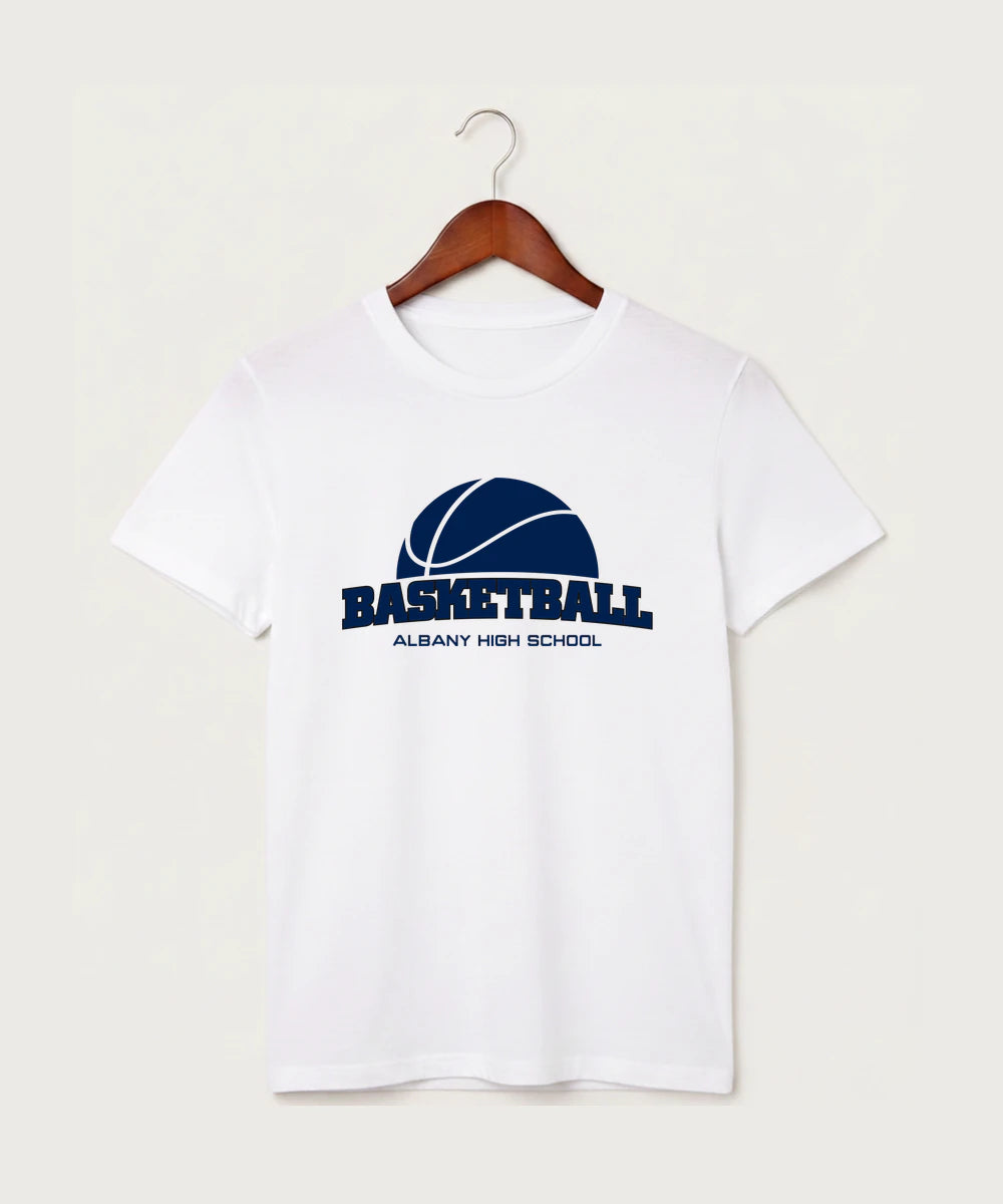 Albany High School Basketball (Boys) - White T-Shirt - Full Front