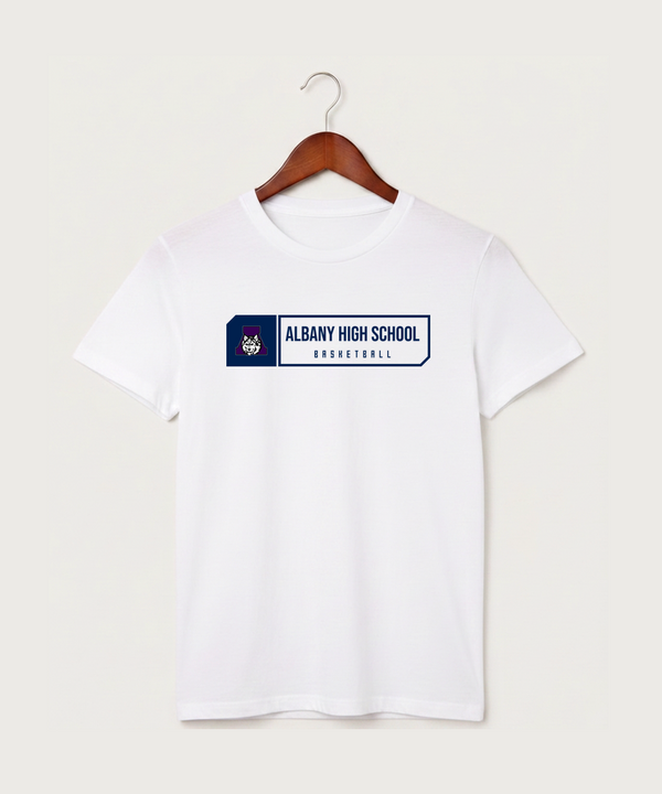 Albany High School Basketball (Boys) - White T-Shirt - Full Front