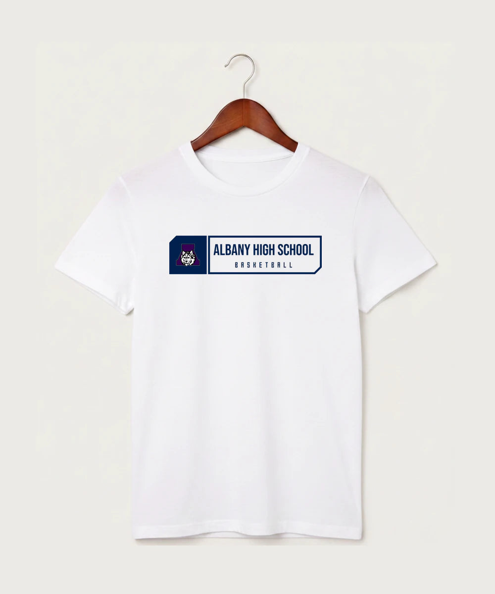 Albany High School Basketball (Boys) - White T-Shirt - Full Front