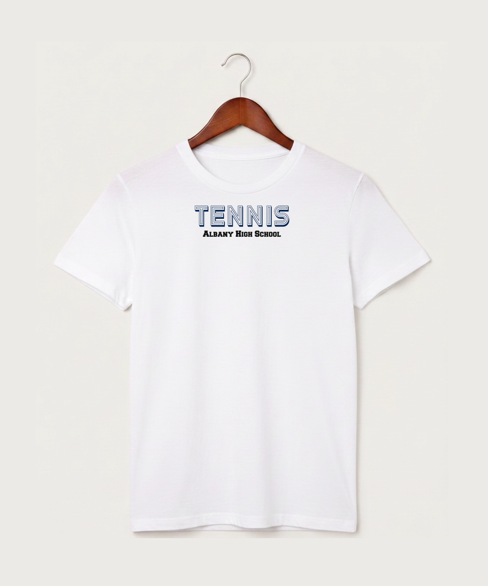 Albany High School Tennis (Boys) - White T-Shirt - Full Front