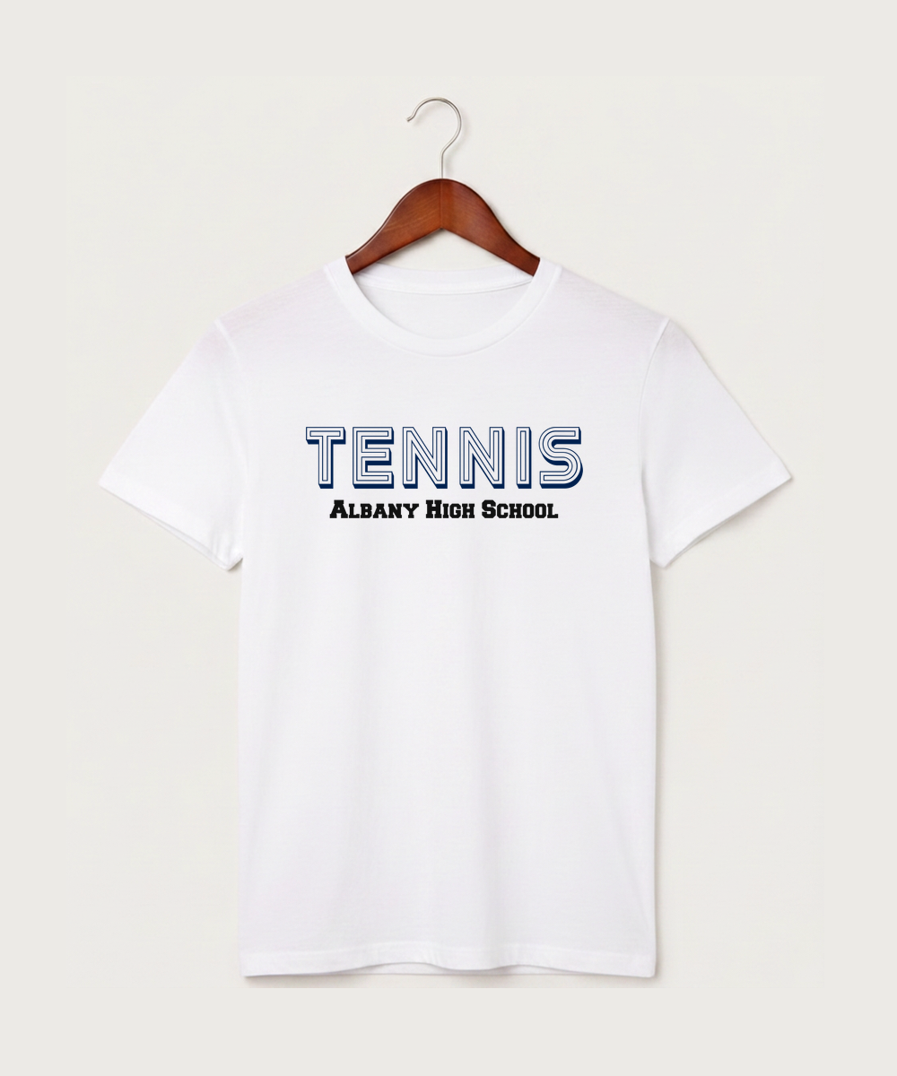 Albany High School Tennis (Boys) - White T-Shirt - Full Front