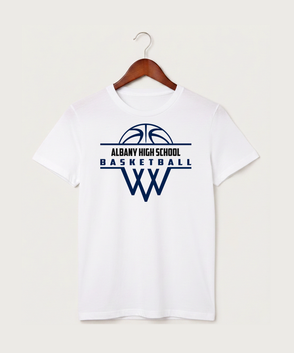Albany High School Basketball (Boys) - White T-Shirt - Full Front