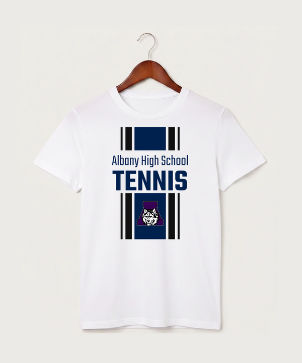 Albany High School Tennis (Boys) - White T-Shirt - Full Front