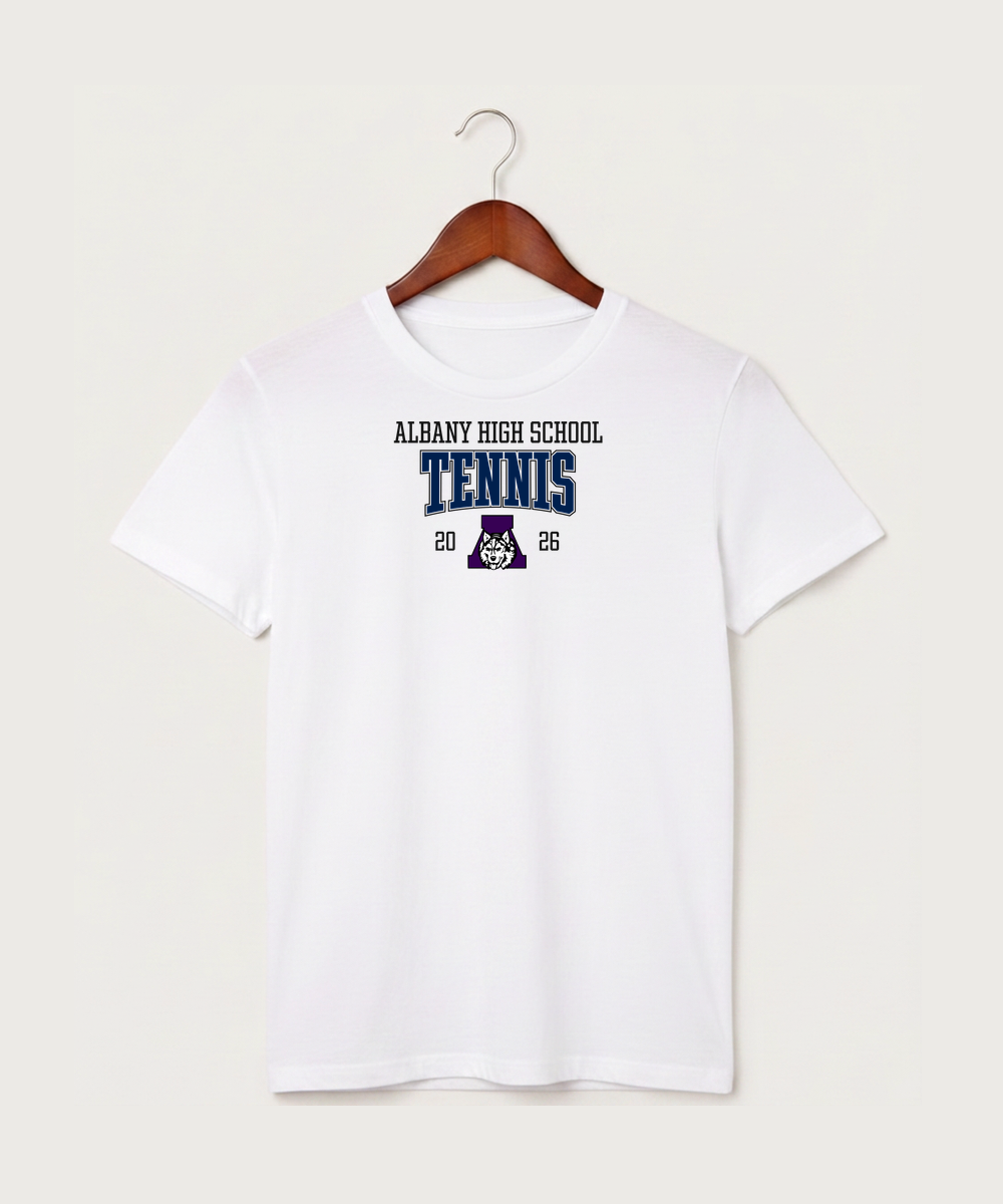 Albany High School Tennis (Boys) - White T-Shirt - Full Front