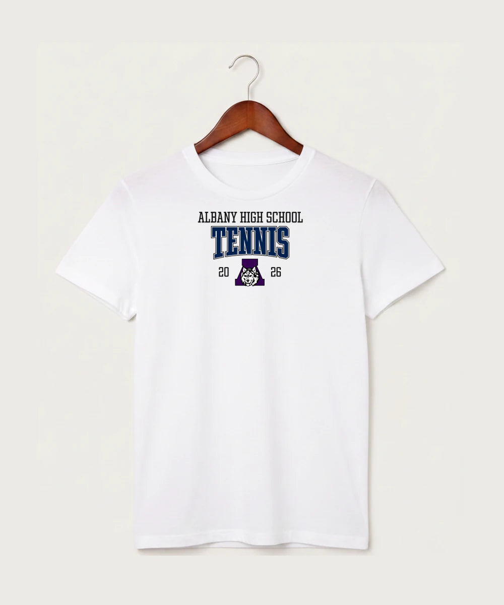 Albany High School Tennis (Boys) - White T-Shirt - Full Front