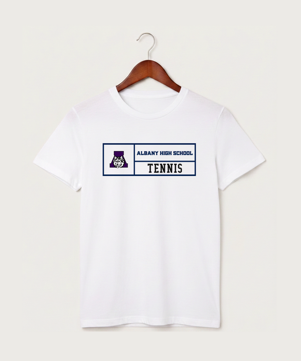 Albany High School Tennis (Boys) - White T-Shirt - Full Front
