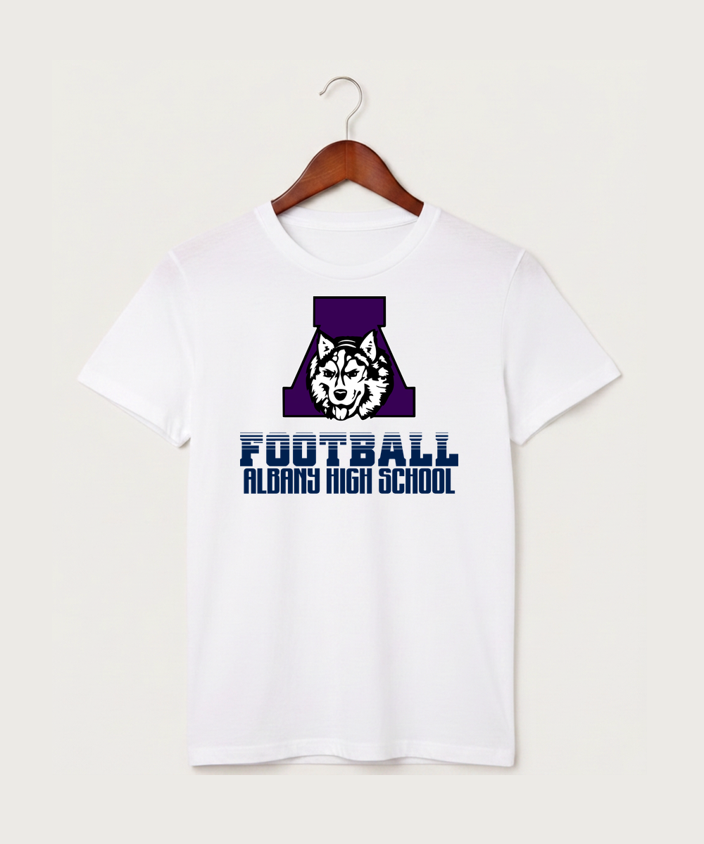 Albany High School Football (Boys) - White T-Shirt - Full Front