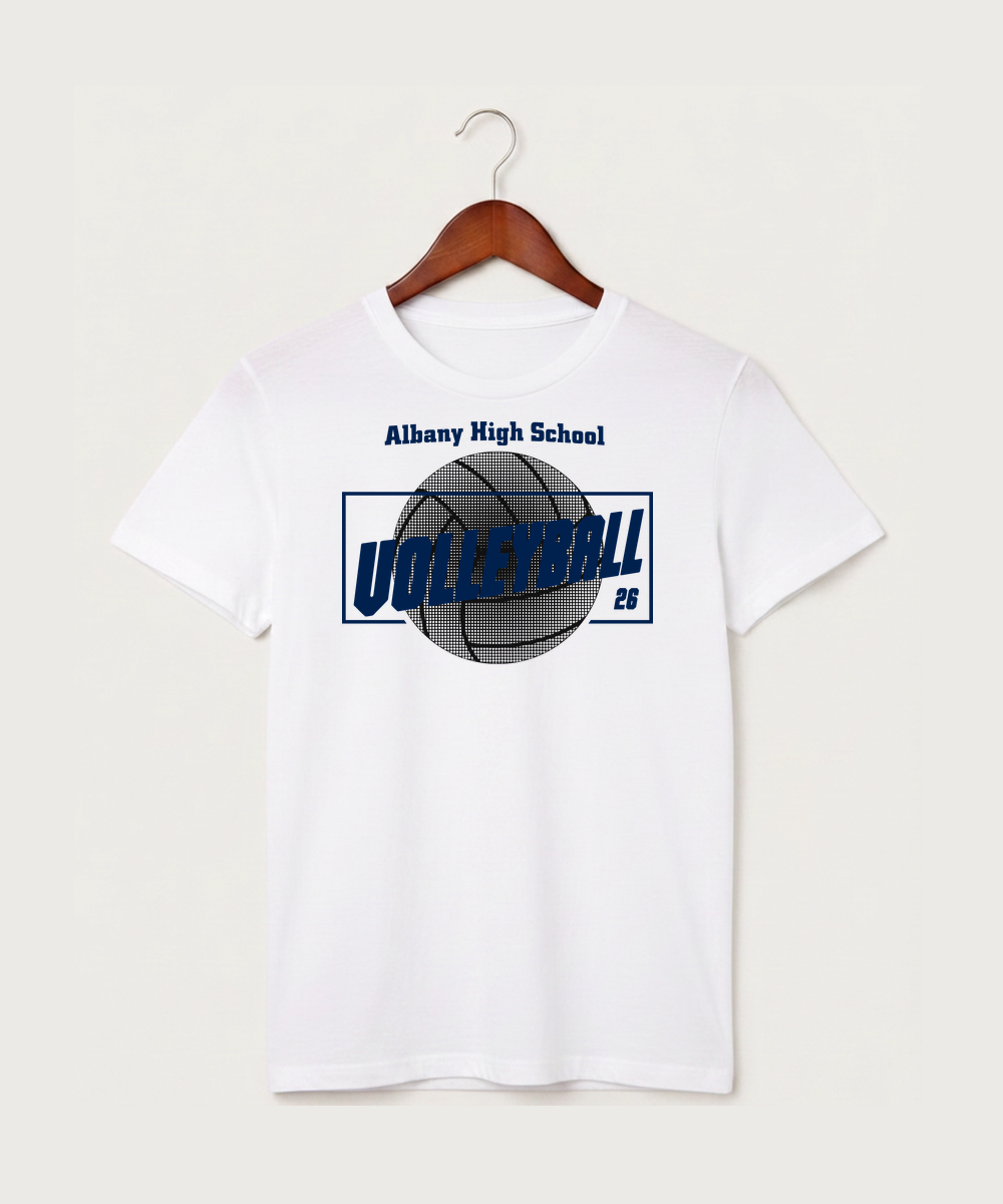 Albany High School Volleyball (Girls) - White T-Shirt - Full Front