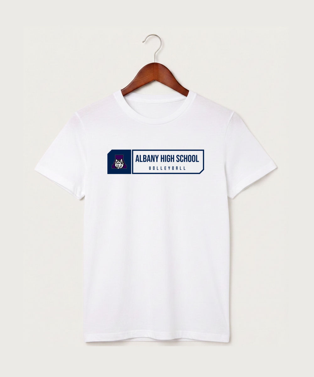 Albany High School Volleyball (Girls) - White T-Shirt - Full Front